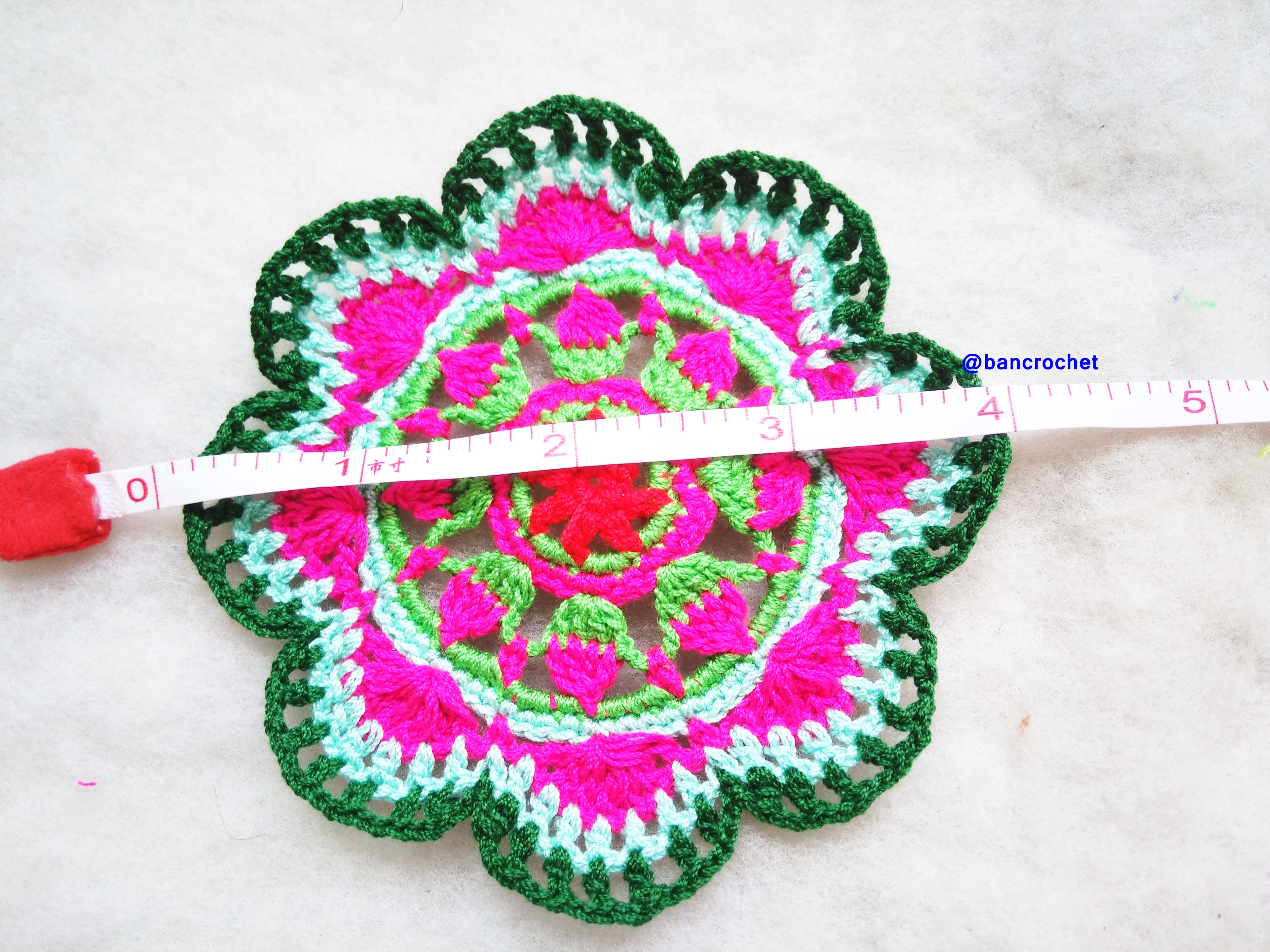 Bancrochet ที่รองแก้วถักโครเชต์ crochet coasters หลากสี 4 นิ้ว