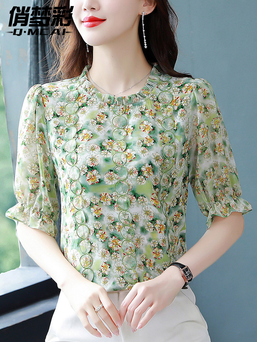 เสื้อชีฟอง เสื้อแฟชั่นสุภาพสตรีวัยผู้ใหญ่ มีไซต์ อก34นิ้ว-43นิ้ว