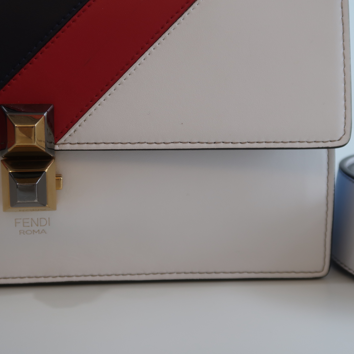 Fendi White Multicolor Calfskin Logo Mania Kan I Shoulder Bag