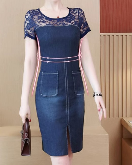 เดรส เข้ารูป เดรสยีนส์ แบบสวย ๆ ใส่ทำงาน แบบด้านบน เป็นซีทรู และ แบบเสื้อยืดด้านบน 510635