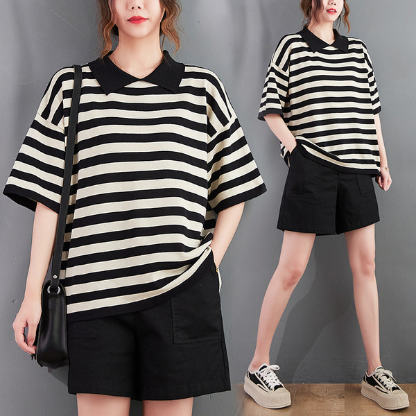 เสื้อลินินคนอ้วน เสื้อทีเชิ้ตคนอ้วนผู้หญิง เสื้อทีเชิ้ตตัวใหญ่ By Literary Plus size