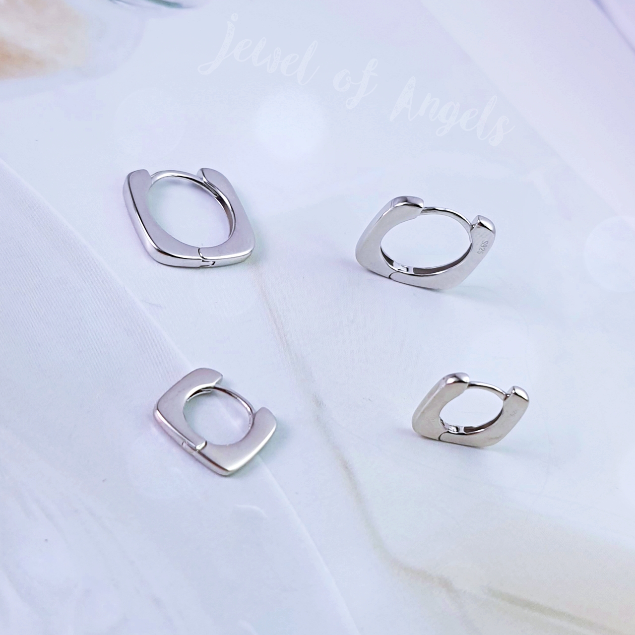 ต่างหูเงินแท้ S925 รุ่น Gentle ต่างหูห่วง4เหลี่ยม มินิมอล 2ขนาด ตุ้มหูเงินแท้ทั้งชิ้น Silver925