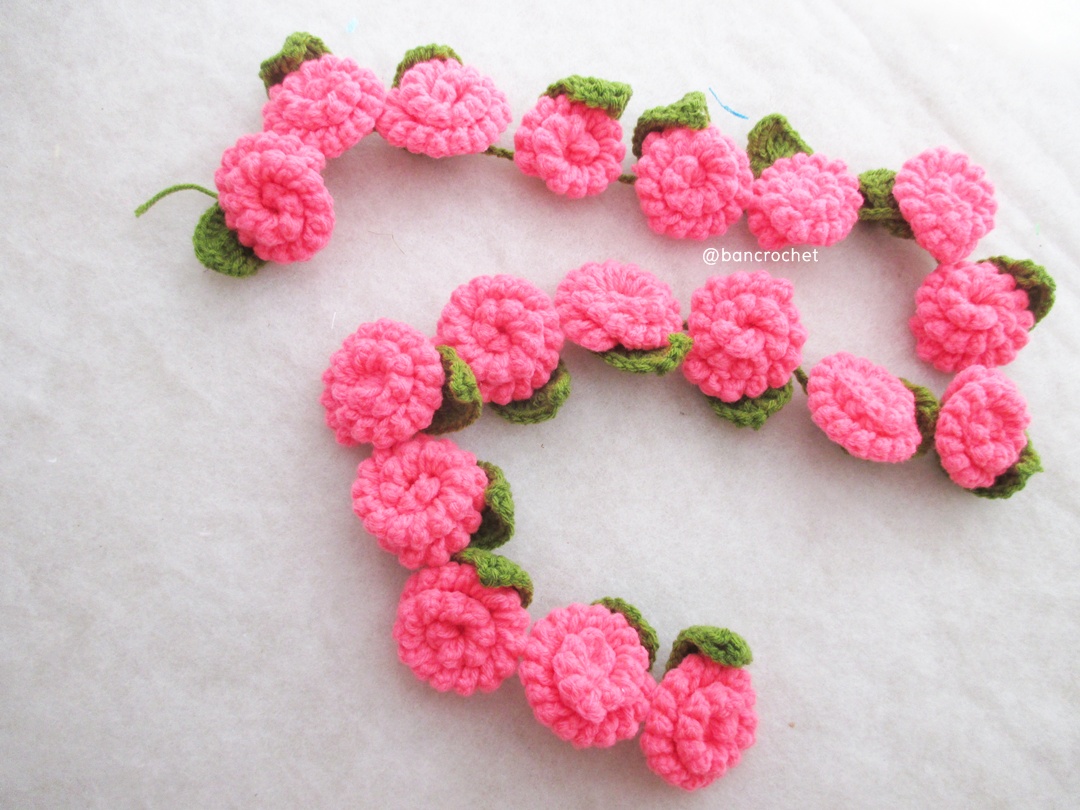 Bancrochet ดอกไม้ถัก สายประดับดอกไม้ ประดับ Crochet Flowers หลากสี 60 cm