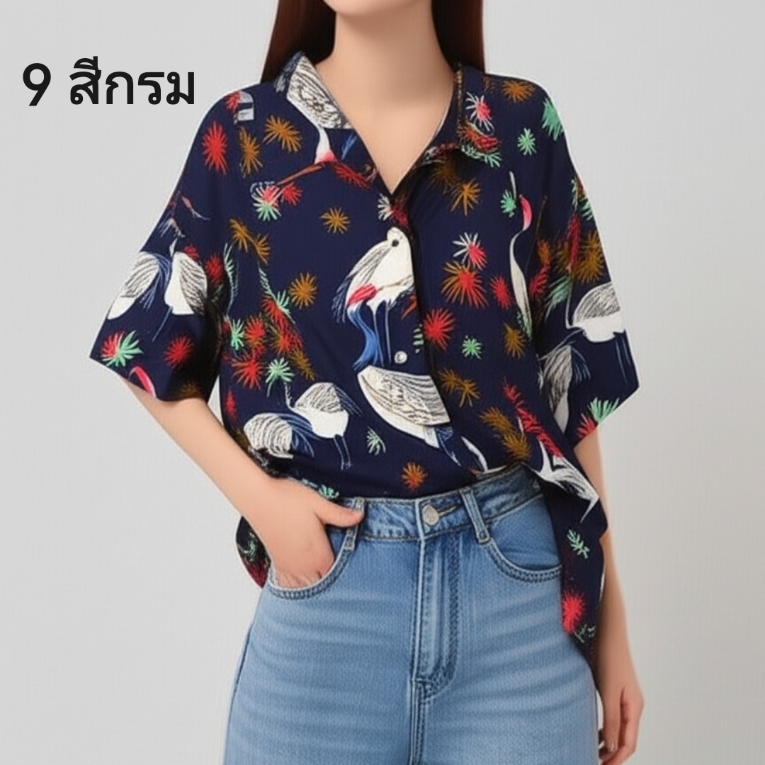 🌺 Blouse3747 เสื้อฮาวายสไตล์เกาหลี ใส่ชิลล์ เท่ได้ทุกวัน เสื้อเชิ้ตลายดอกไม้ผ้าสปันเนื้อนิ่มใส่สบาย