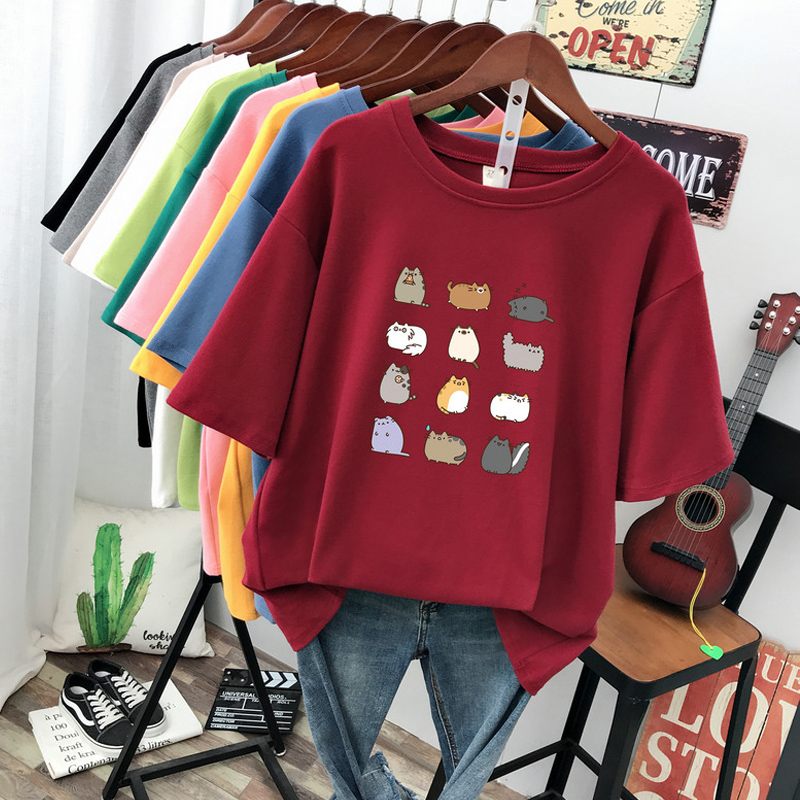 เสื้อยืดคอตตอน สกรีนลายน่ารัก มีหลากหลายสี ส่งฟรีทั่วไทย BY JIMIAO