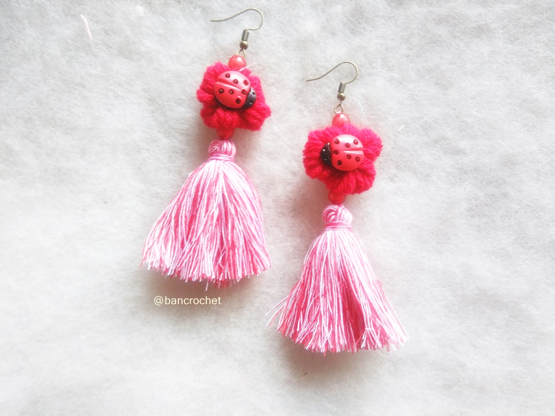 Bancrochet ต่างหูถักโครเชต์ crochet earring หลากสี 4-6 นิ้ว