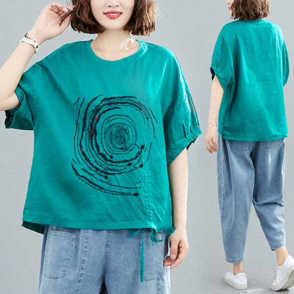 เสื้อลินินคนอ้วน เสื้อทีเชิ้ตคนอ้วนผู้หญิง เสื้อทีเชิ้ตตัวใหญ่ By Literary Plus size