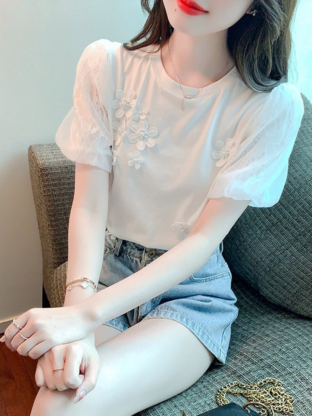 เสื้อลูกไม้ แขนสั้น