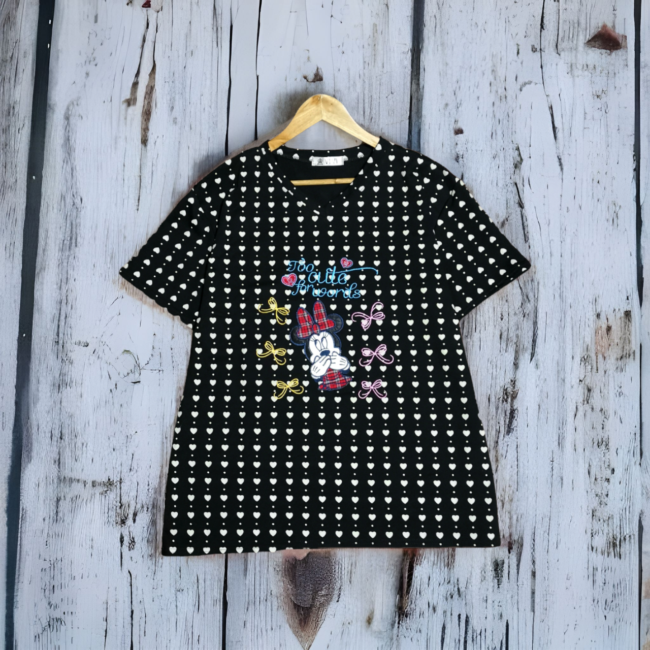 Blouse4045 เสื้อแฟชั่นไซส์ใหญ่พิมพ์ลายหัวใจ อกปักลายน่ารักมิกกี้เม้าส์ ผ้าคอตตอนโพลีเนื้อดีนุ่มใส่สบาย มี 3 สี ส้ม, เทา, ดำ
