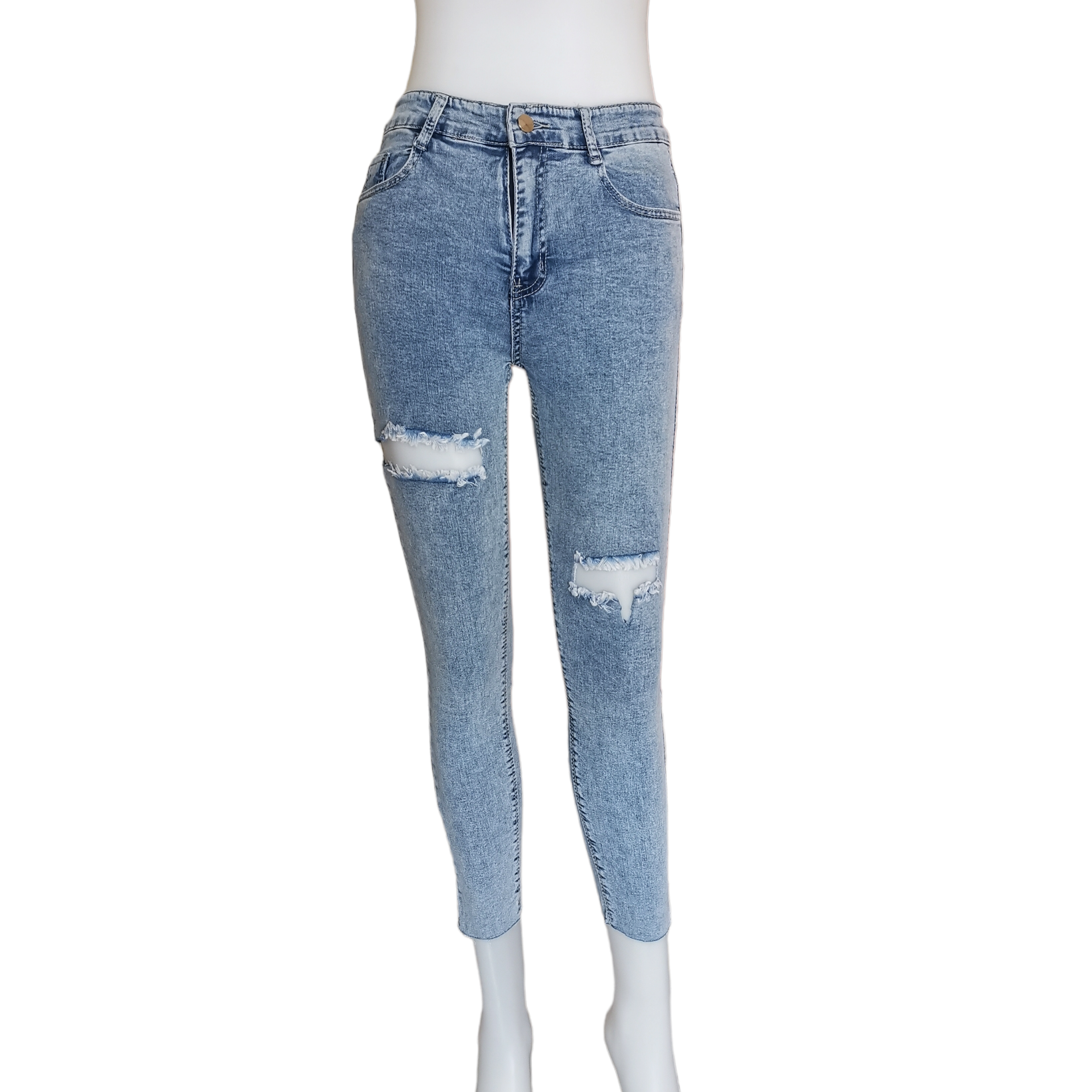 Jeans347 กางเกงยีนส์ขายาวทรงสกินนี่สียีนส์ซีดแต่งขาด 2 ข้าง แฟชั่นนำเข้าเกรดพรีเมียม ผ้ายีนส์แท้ยีนส์ฟอกยืดนิ่มใส่สบาย ผ้านุ่มน่าใส่ทรงสวยงานดี แมทช์กับอะไรก็เข้า