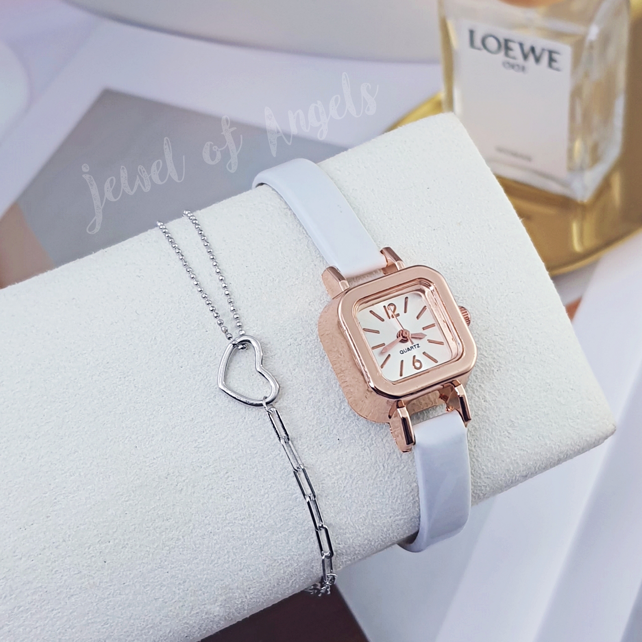 สร้อยข้อมือเงินแท้S925 รุ่น Charming สร้อยโซ่และดอท จี้หัวใจโปร่ง สีเงิน เงินแท้ทั้งชิ้น Silver925