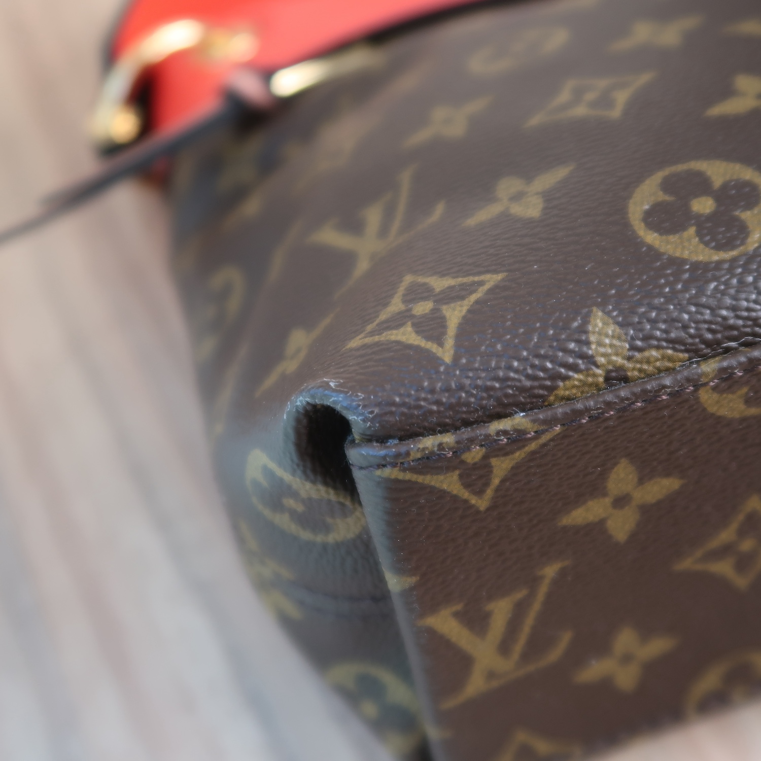 Louis Vuitton Red Calfskin/ Monogram Tuileries Besace Bag