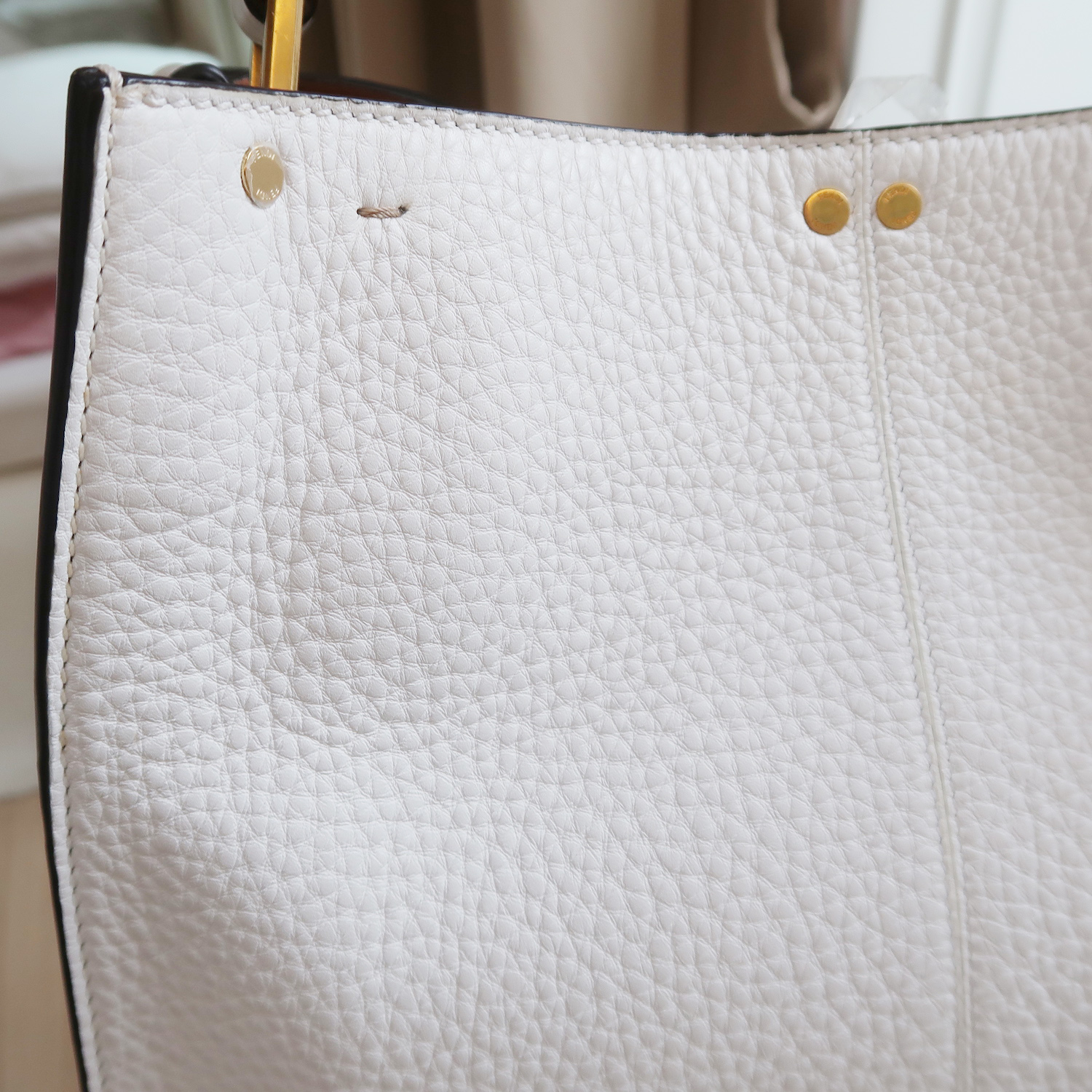 Fendi White Grained Calfskin X-Lite Peekaboo Medium GHW