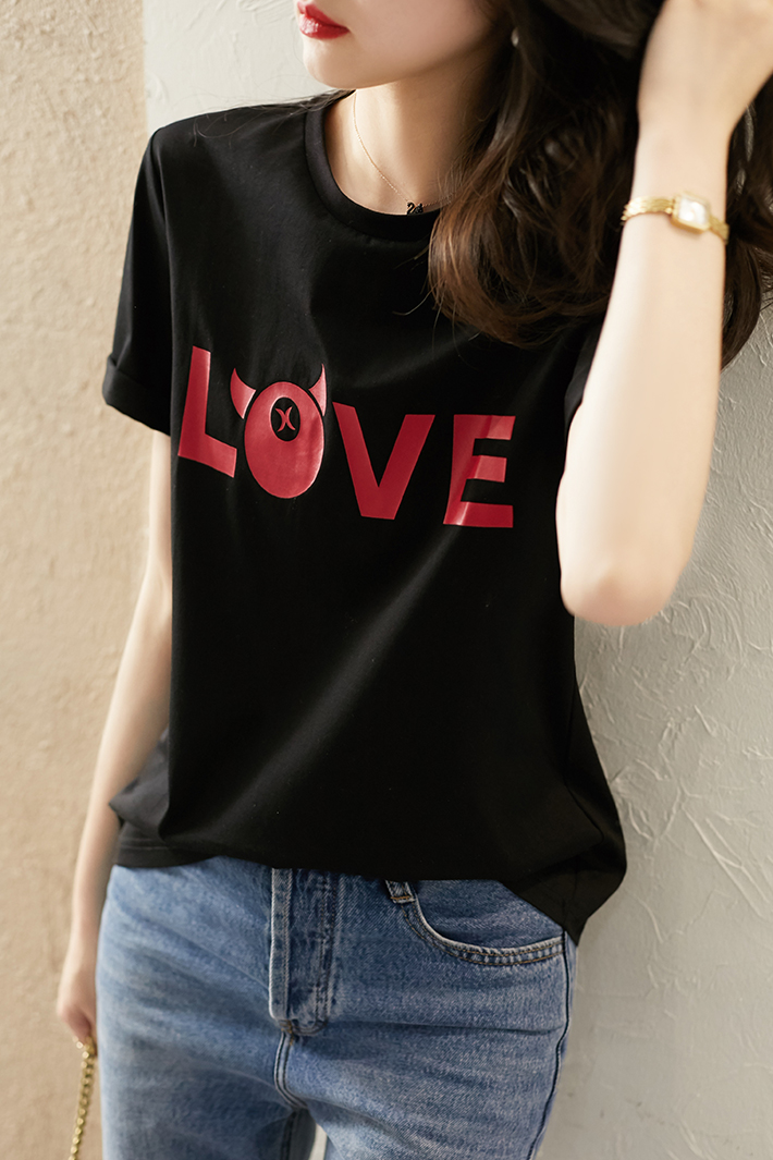 Blouse3780 เสื้อยืดไซส์ใหญ่สาวอวบ อกสกรีนลายเท่ๆ ผ้าคอตตอนเนื้อดีนุ่มยืดหยุ่นสูงใส่สบาย งานน่ารักแมทช์กับอะไรก็เข้า