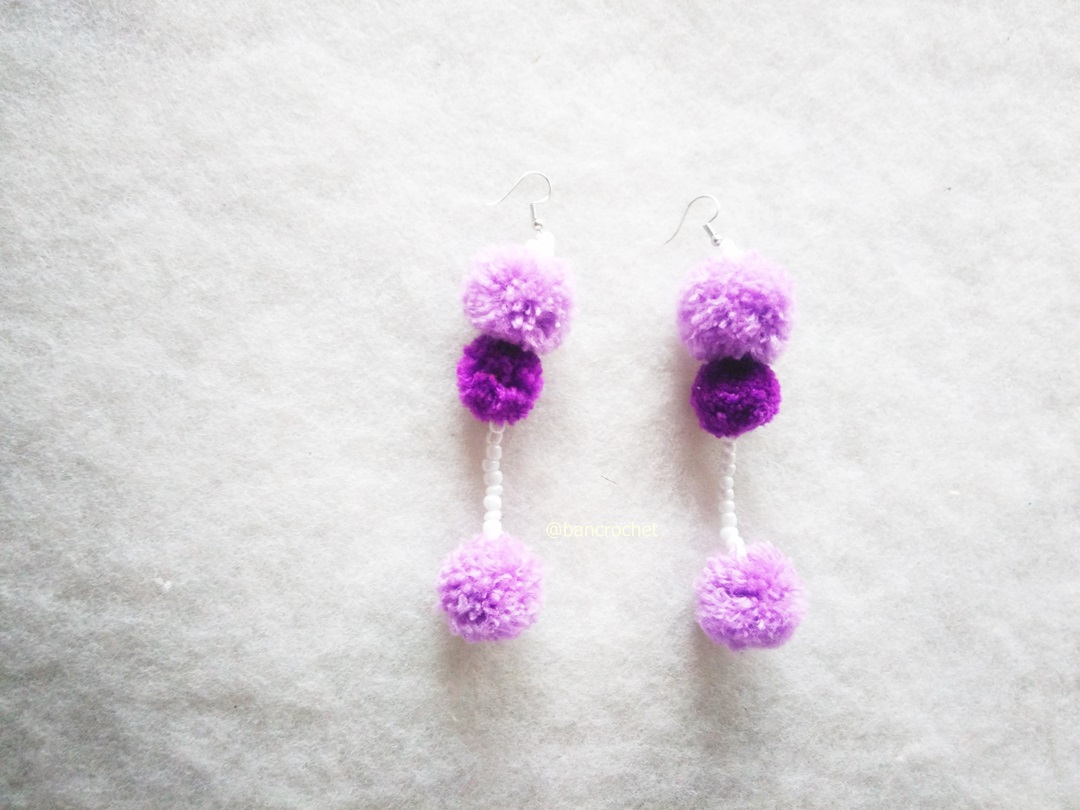ต่างหูถักโครเชต์ crochet earrings หลากสี 5 นิ้ว
