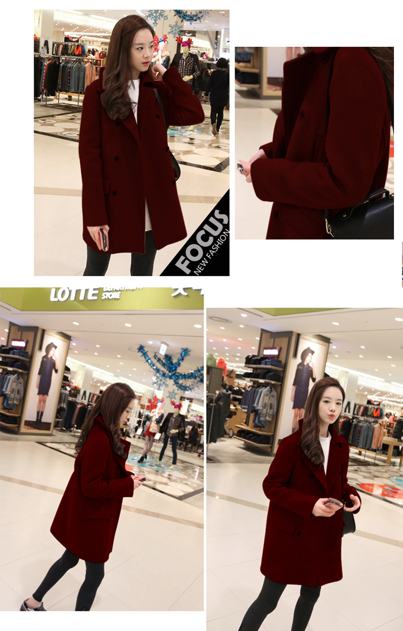 เสื้อโค้ทกันหนาว รุ่นกระดุม 2 แถว สไตล์เกาหลี ใส่ได้หลายแบบ ผ้าวูลผสม พร้อมส่ง