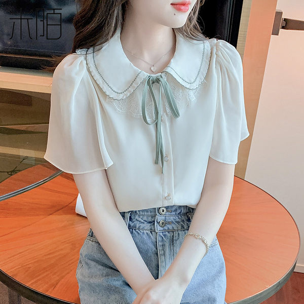 เสื้อลูกไม้ แขนสั้น