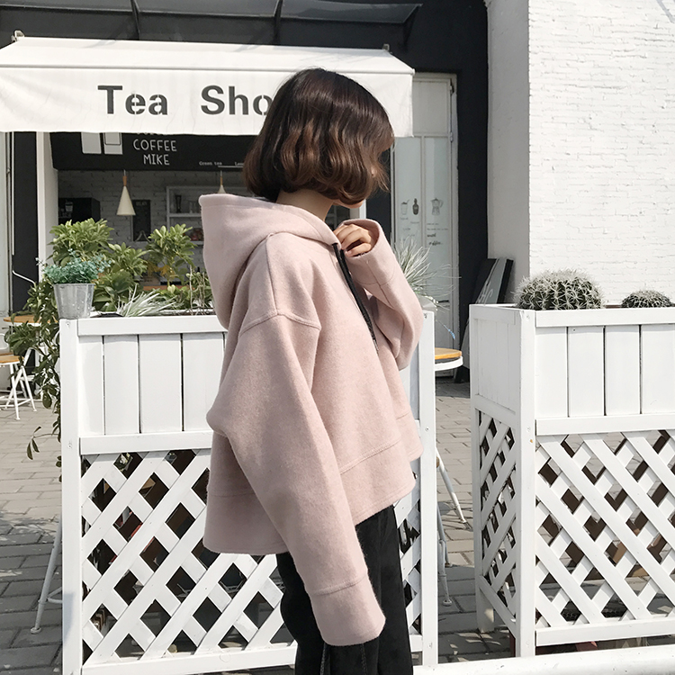 เสื้อกันหนาวฮู้ดดี้ แฟชั่นเกาหลี ตัวสั้นทรงแข็ง น่ารักมากจ้า ผ้าสักกะหลาดเนื้อนุ่มแต่เป็นทรง พร้อมส่ง งานจริงในภาพสุดท้ายน้า