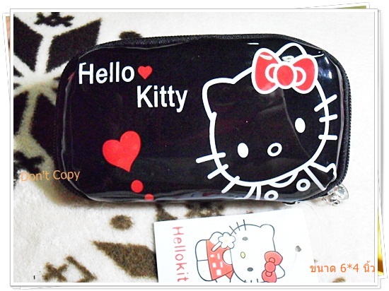 กระเป๋าใส่ดินสอ ใส่เงิน Kitty สีดำ ตัวขาว K003