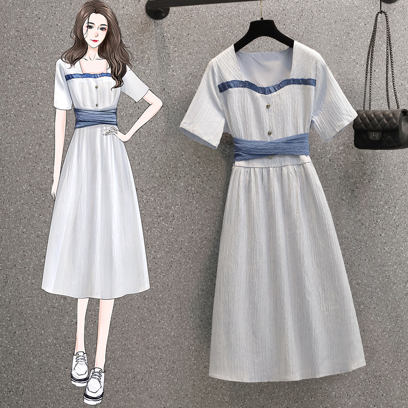 เดรสแขนสั้น มีไซส์ L-4XLอก 38-47 นิ้ว ใส่ได้ทั้งสาวหุ่นดีน่ารักจนถึงสาวอวบพลัสไซส์