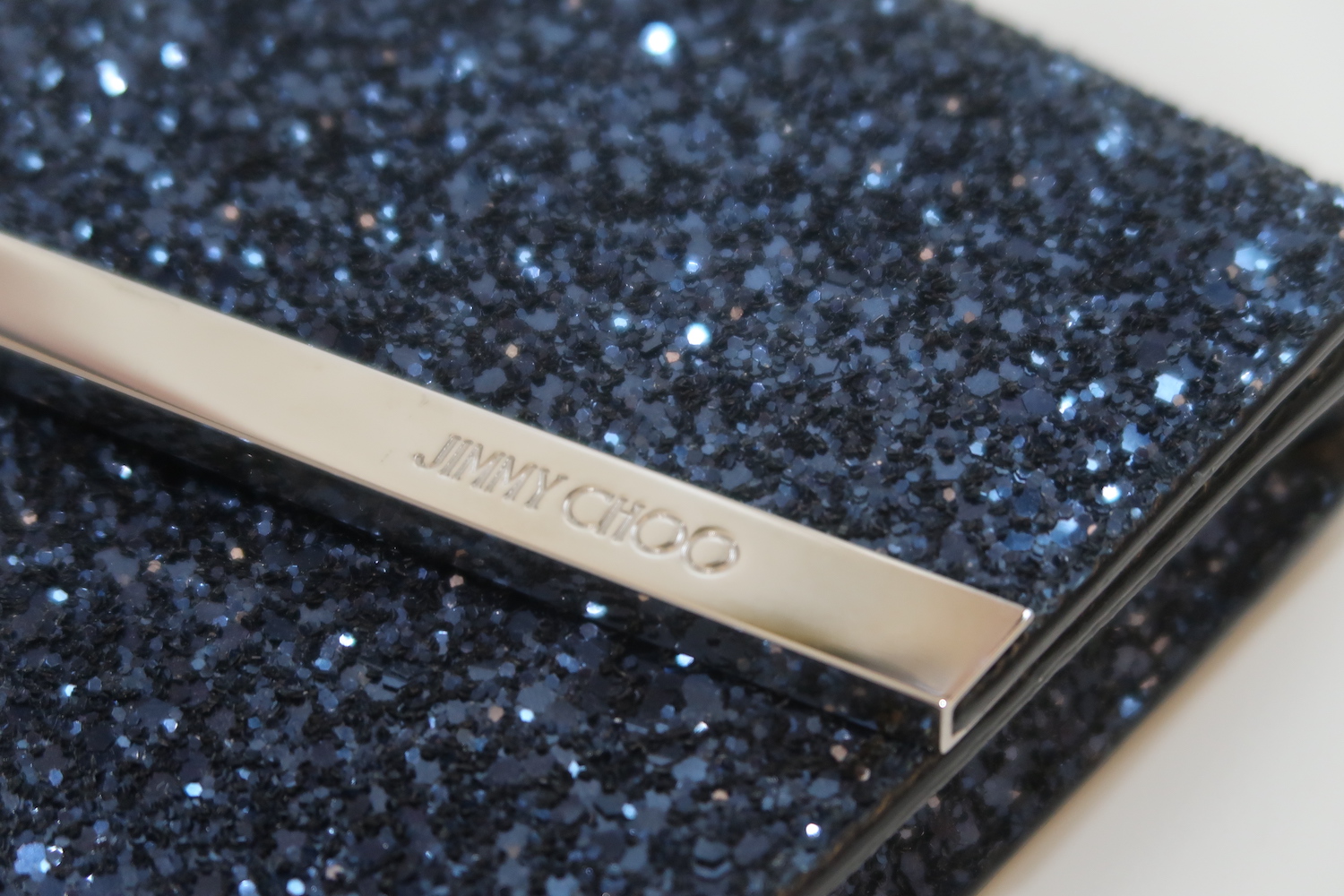 Jimmy Choo Blue Metallic Emmie Chain Wallet