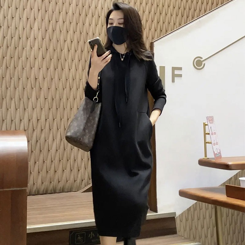 ชุดเดรสคนอ้วนแขนยาว ชุดเดรสคนอ้วนสไตล์เกาหลี เดรสแขนยาว