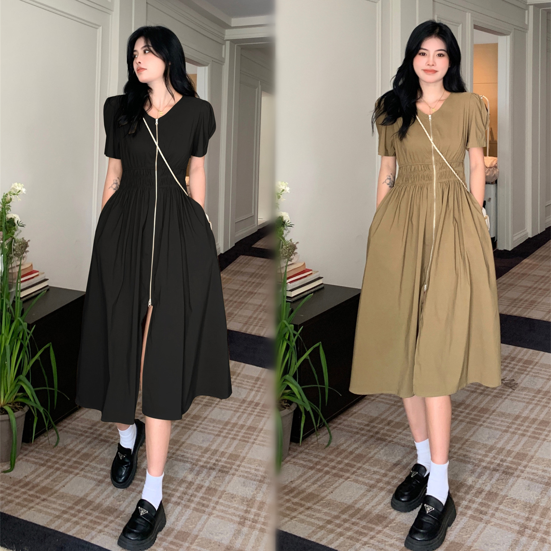 เดรสแขนสั้น มีไซส์ L-4XLอก 38-47 นิ้ว ใส่ได้ทั้งสาวหุ่นดีน่ารักจนถึงสาวอวบพลัสไซส์ จัดส่งฟรี! ทักแชทสั่งซื้อ