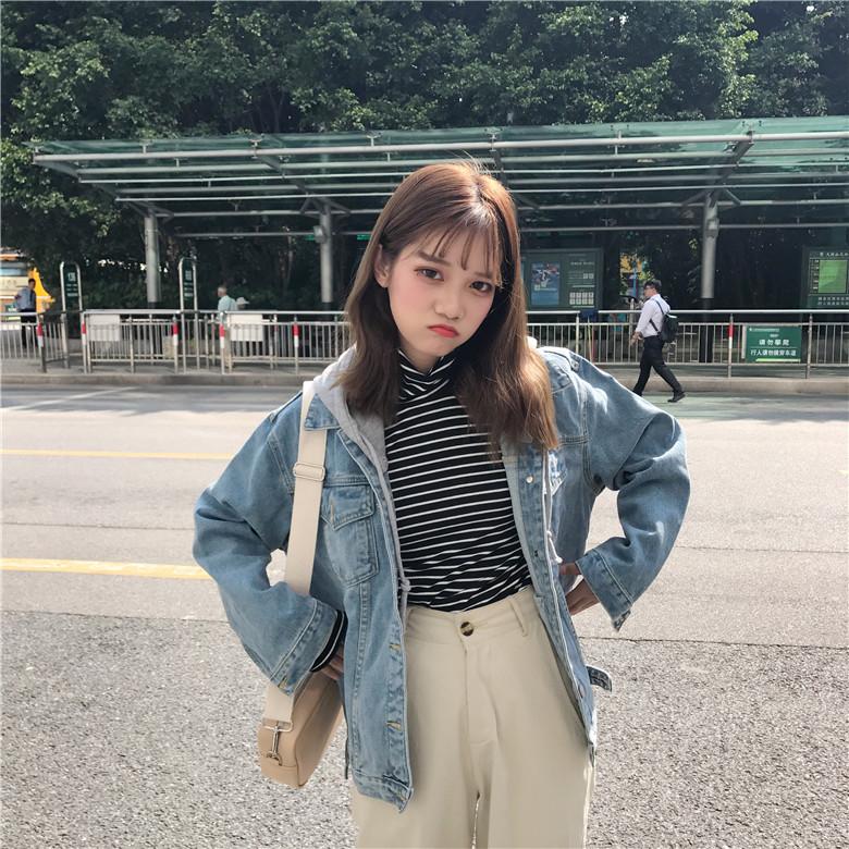 แจ็กเก็ต ฮู้ดผ้า น่ารัก ทรงสวย สียีนส์อ่อน พร้อมส่งจ้า same pic