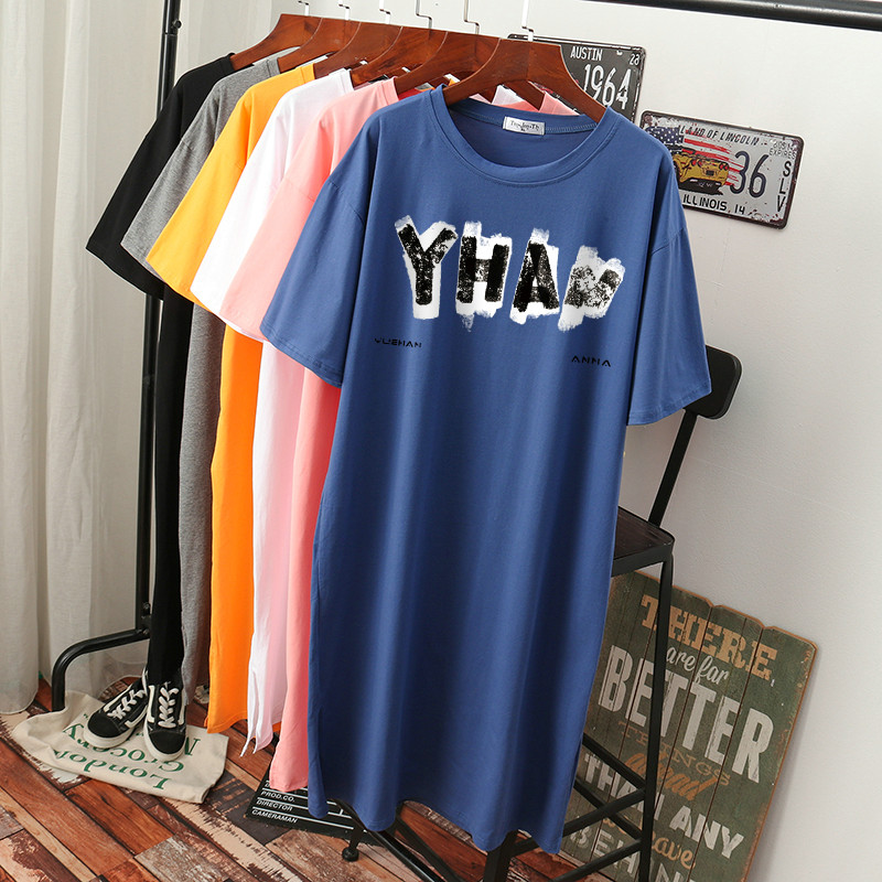 เดรสสไตล์เสื้อยืด S-3XL(อกเสื้อยืด 43- 51 นิ้ว)ใส่สบายๆอยู่บ้าน ใส่นอน