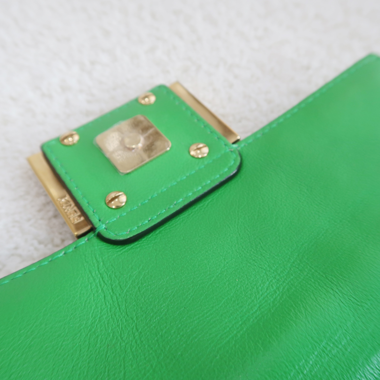 Fendi Green Nappa FF Mini Baguette