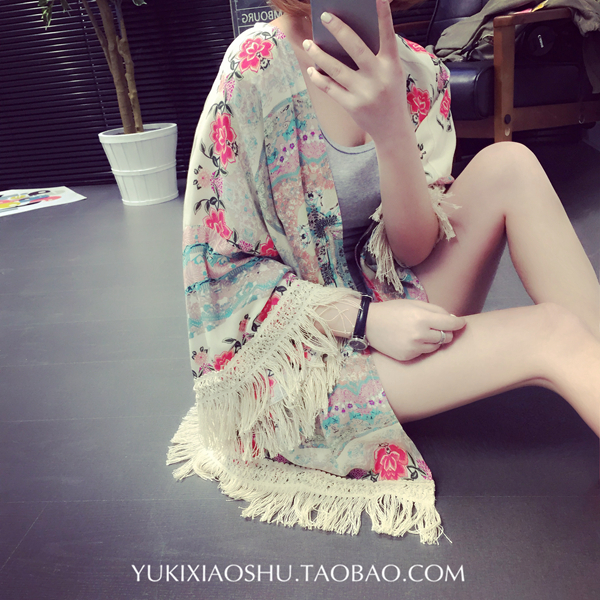 หน้าร้อนนี้ห้ามพลาด เสื้อคลุมแฟชั่น ผ้าชีฟอง นุ่มลื่น เนื้อดี แต่งพู่เก๋ๆ ใส่สบาย พร้อมส่งจ้า