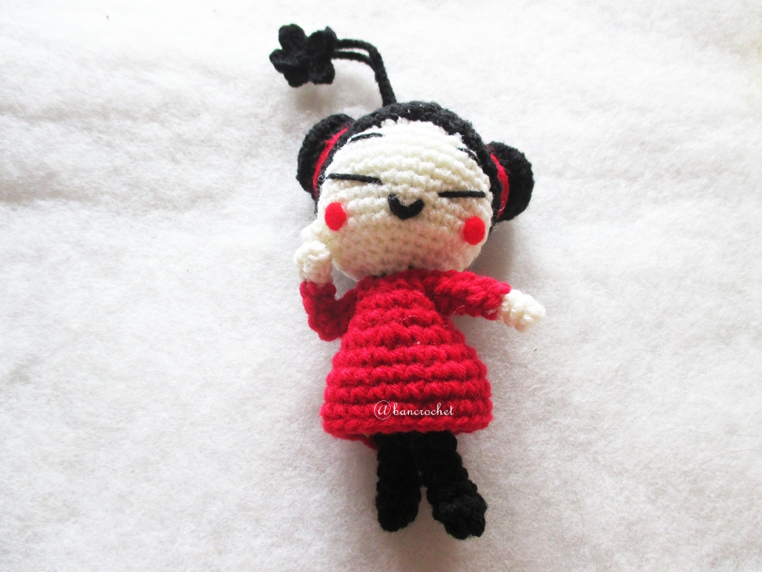 พวงกุญแจตุ๊กตาจีนถัก พวงกุญแจอาหมวยถักไหมพรม ขนาด 4 นิ้ว china doll crochet keychain 4 inch