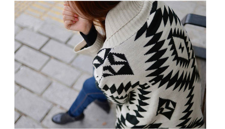 เสื้อกันหนาวไหมพรมถัก ทรงสวย แต่งลายเก๋ ครีม-ดำ ครีม-ดำ ครีม-ดำ