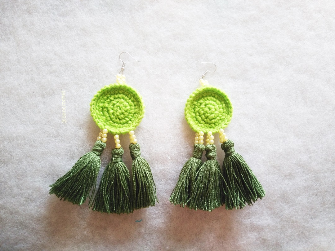 ต่างหูถักโครเชต์ crochet earrings หลากสี 5 นิ้ว