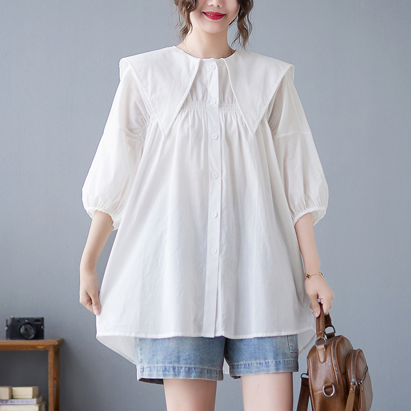 เสื้อลินินคนอ้วน เสื้อทีเชิ้ตคนอ้วนผู้หญิง เสื้อทีเชิ้ตตัวใหญ่ By Literary Plus size