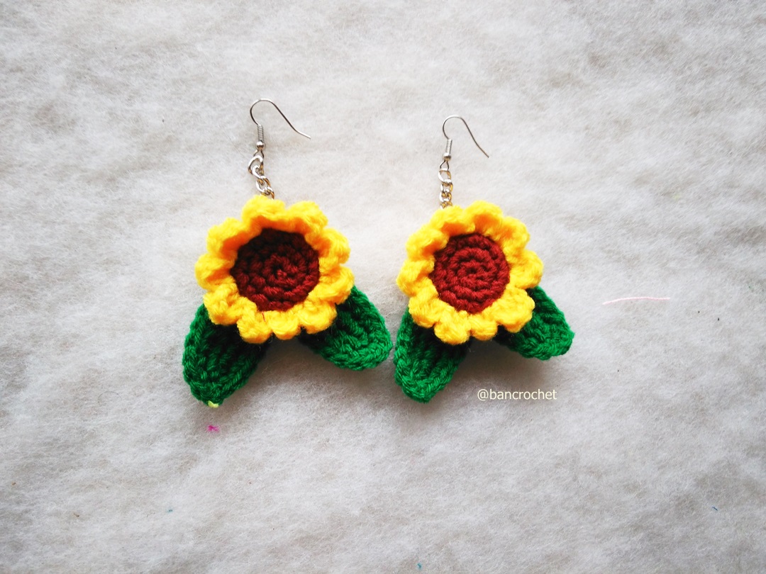ต่างหูถักโครเชต์ crochet earrings หลากสี 5 นิ้ว