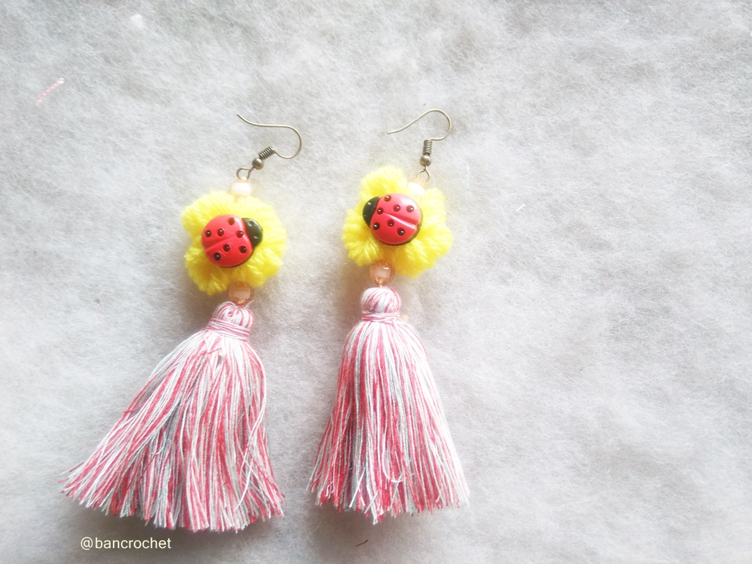 Bancrochet ต่างหูถักโครเชต์ crochet earring หลากสี 4-6 นิ้ว