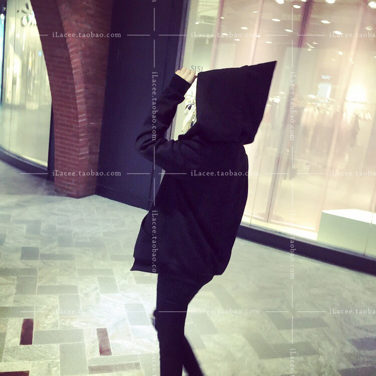 เสื้อกันหนาว ฮู้ดเท่ๆ สีดำ ผ้าใยสังเคราะห์ งานดุหนานุ่ม พร้อมส่งเลยจ้า BLACK