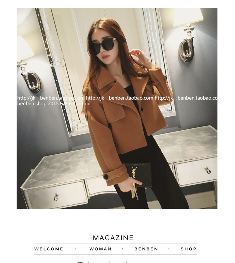 เสื้อโค้ท jacket ตัวสั้น สีน้ำตาล ผ้าสักกะหลาด ไม่หนา ทรงสวย ใส่คลุมเก๋ๆ น้ำตาล