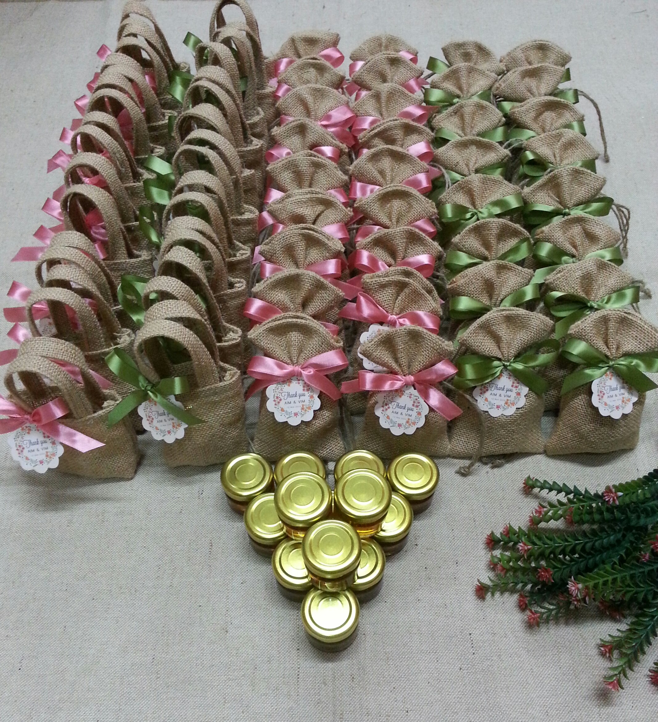 ถุงผ้ากระสอบชุดน้ำผึ้งของชำร่วย