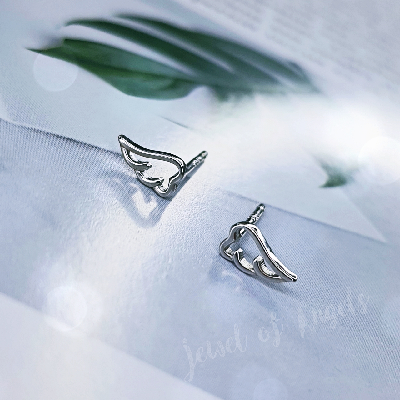 ต่างหูเงินแท้ S925 รุ่น Fly ต่างหูแป้น รูปปีกนางฟ้า สีเงิน เงินแท้ทั้งชิ้น Silver925 ต่างหู ตุ้มหูเงินแฟชั่น