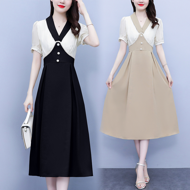เดรสแขนสั้น มีไซส์ L-4XLอก 38-47 นิ้ว ใส่ได้ทั้งสาวหุ่นดีน่ารักจนถึงสาวอวบพลัสไซส์