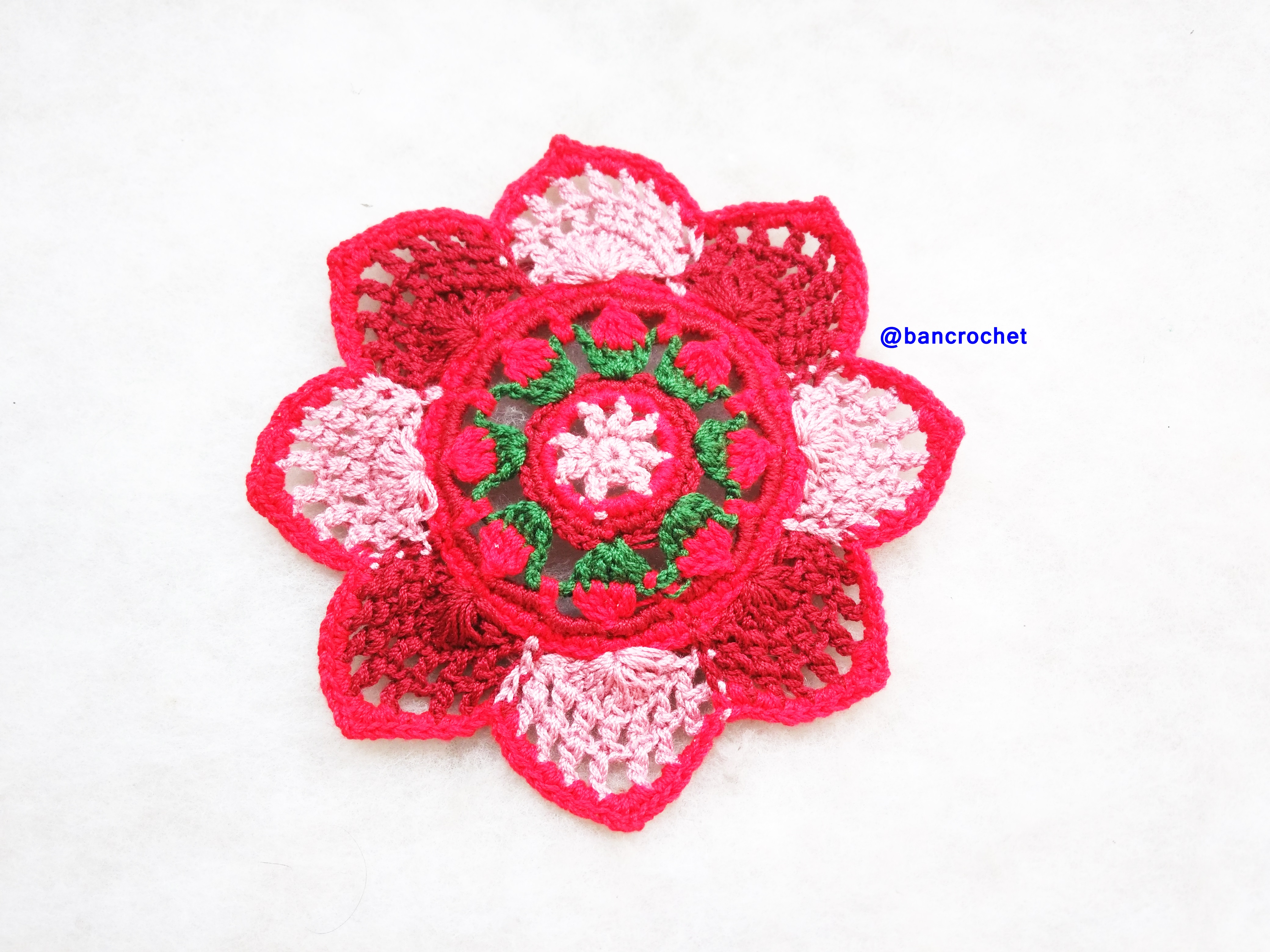Bancrochet ที่รองแก้วถักโครเชต์ crochet coasters หลากสี 4 นิ้ว