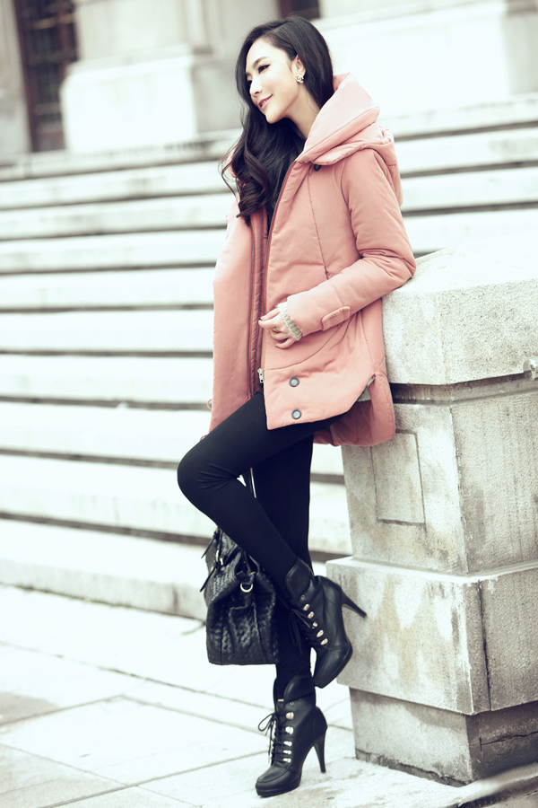 เสื้อกันหนาวแฟชั่น เนื้อดีกันหนาวกันลมได้ดีมาก ถอดฮู้ดออกได้ แบรนด์ RJ STORY แท้ พร้อมส่ง ชมพูหม่น ออกกะปิ