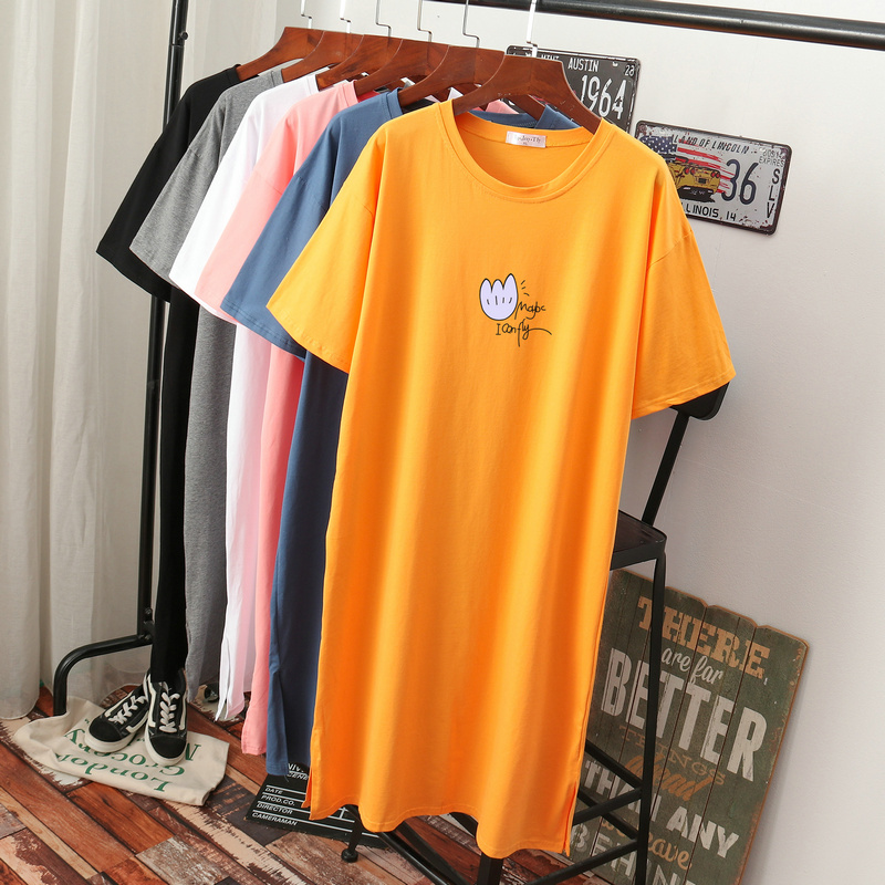 เดรสสไตล์เสื้อยืด S-3XL(อกเสื้อยืด 43- 51 นิ้ว)ใส่สบายๆอยู่บ้าน ใส่นอน