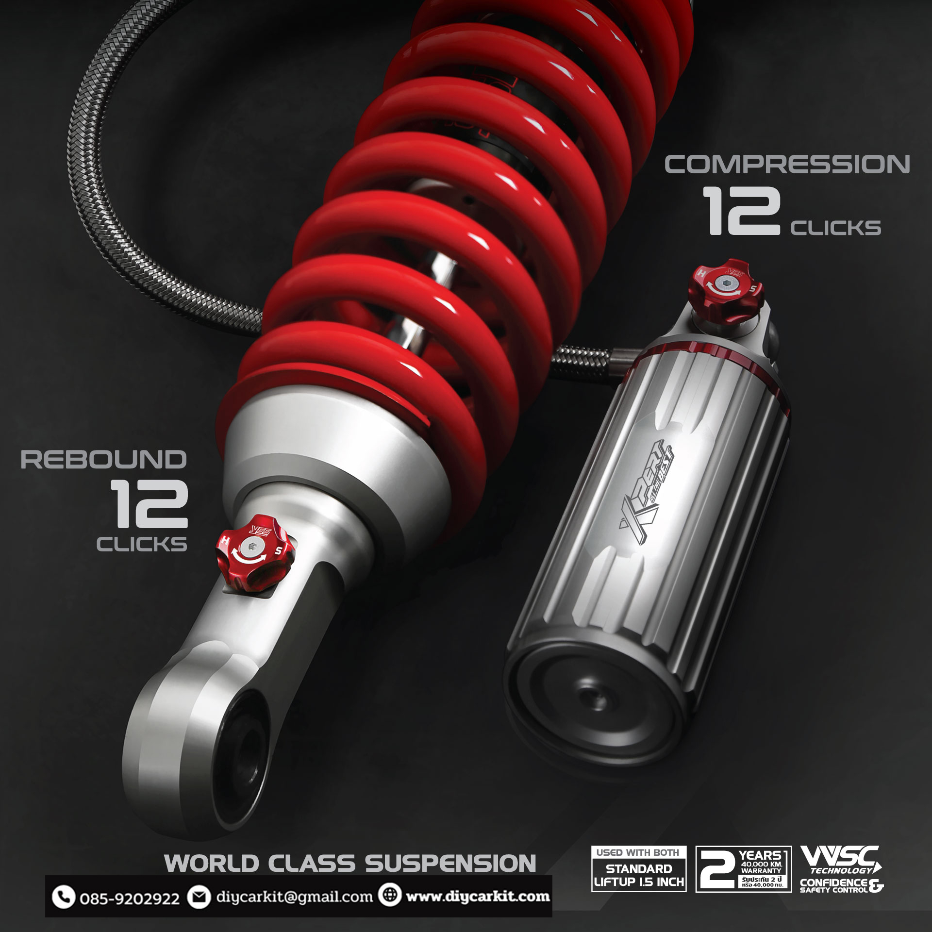 โช้คอัพรถยนต์+สปริง MONOTUBE YSS รุ่น X-PERT สำหรับ TOYOTA NEW FORTUNER 2015 ขึ้นไป