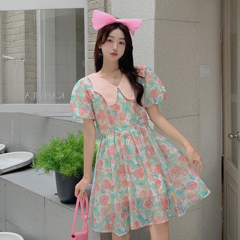 เดรสแขนสั้น มีไซส์ L-4XLอก 38-47 นิ้ว ใส่ได้ทั้งสาวหุ่นดีน่ารักจนถึงสาวอวบพลัสไซส์