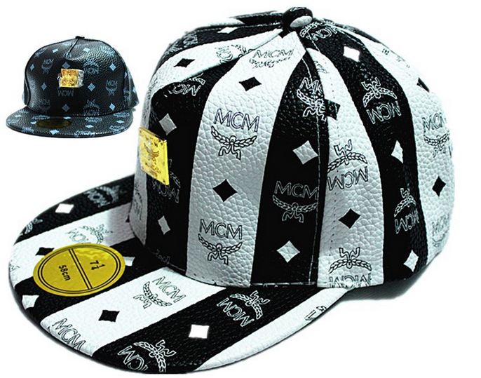 หมวก cap หมวกมีปีก หมวกเบสบอล หมวกหนัง MCM สีขาวสลับดำ คลาสสิค หมวกใส่เที่ยว น่ารัก สุด ๆ 687223_1
