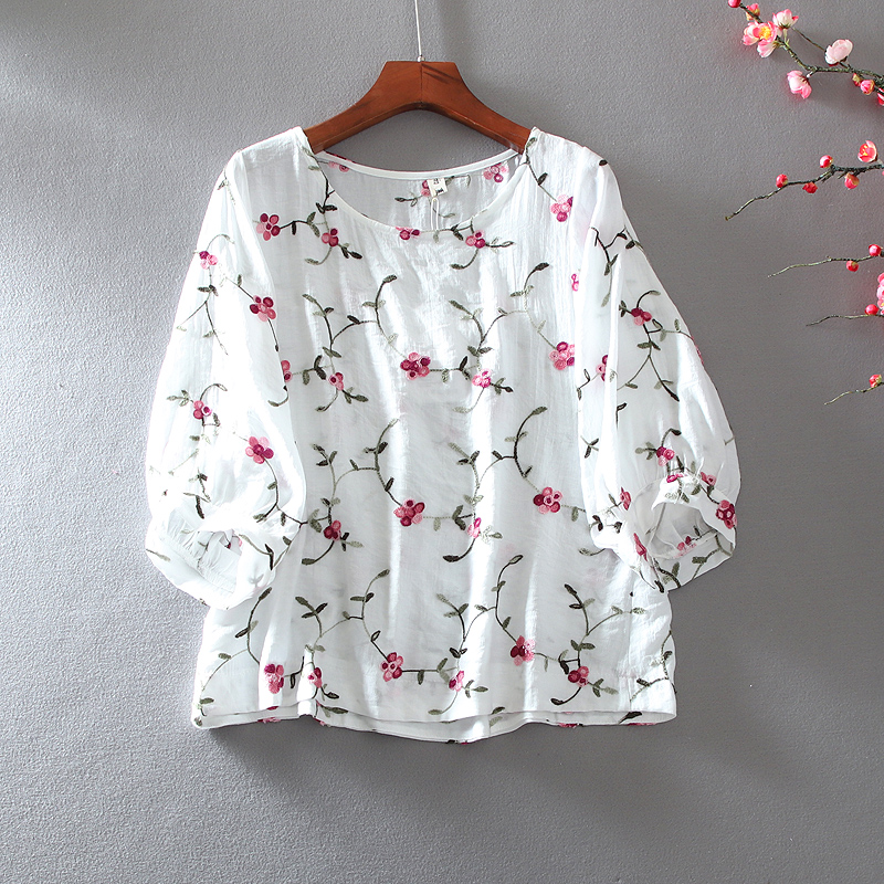 เสื้อลินิน เสื้อผ้าฝ้ายลินิน เสื้อเชิ้ตผ้าลินิน ปักลายสวยๆด้วยด้าย สไตล์VINTAGE BY Dreamroom