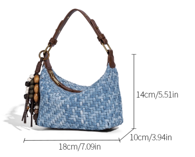 กระเป๋าแฟชั่น ผ้ายีนส์ แบบวัยรุ่น ผู้หญิง กระเป๋าสะพายข้าง ผ้ายีนส์ ลายสาน แฟชั่นใหม่ อินเทรนด์ 775304